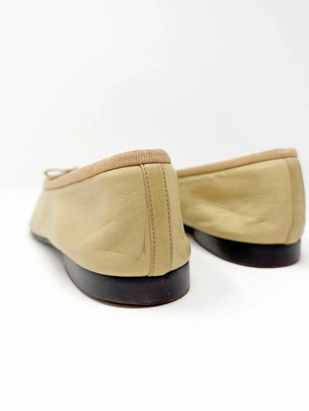 CHANEL Classic Cream Lamb Leather Ballerina Flats size 38